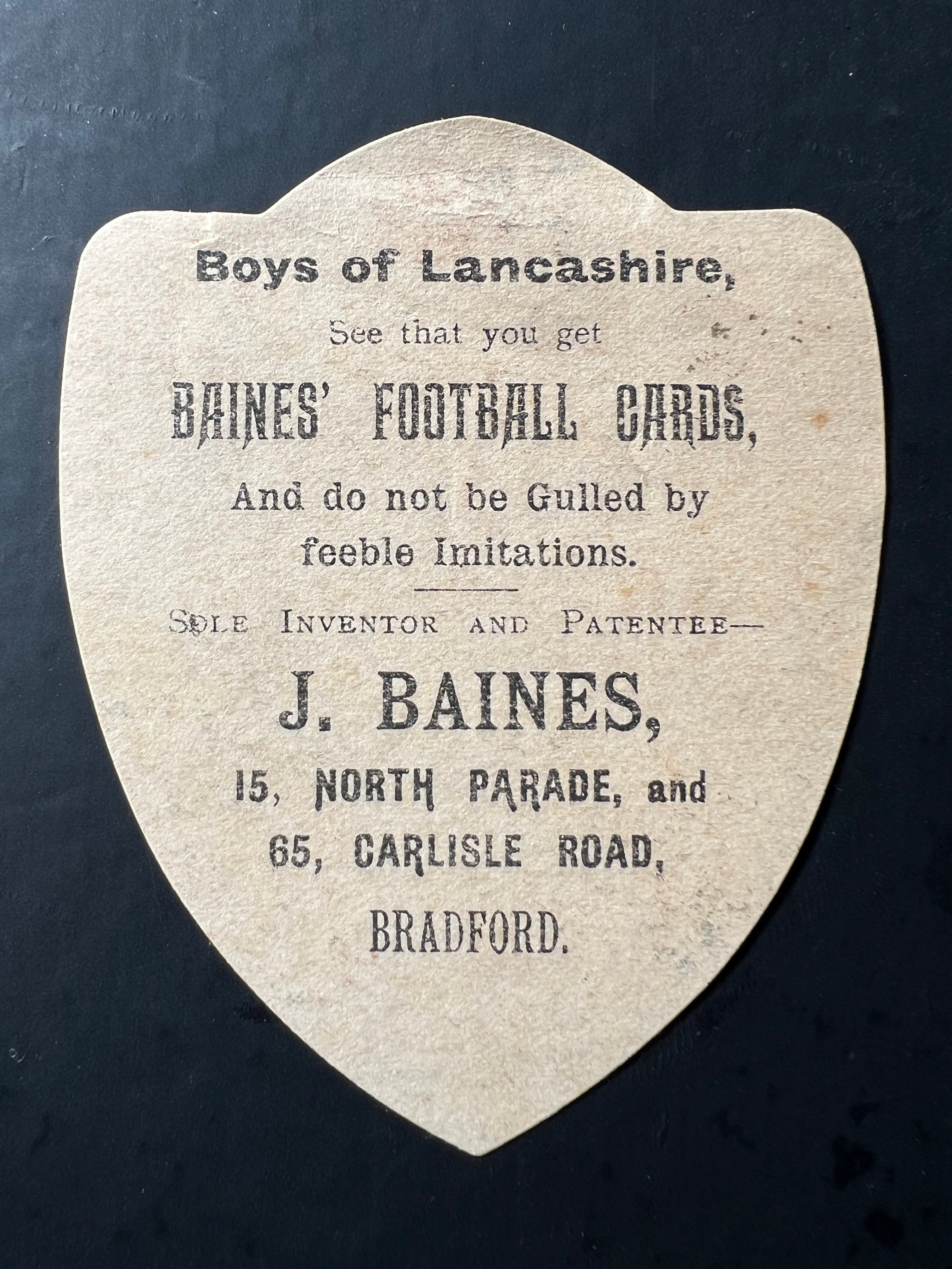 1893 | Bill Keepings | Halifax | J Baines | Baines Football Cards