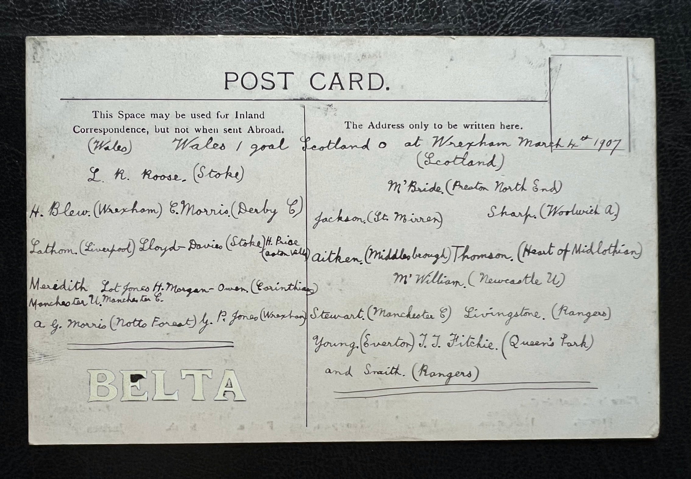 1907 | Scotland Football Soccer Team | Aitken, McWilliam, Fitchie | Original Photo Postcard
