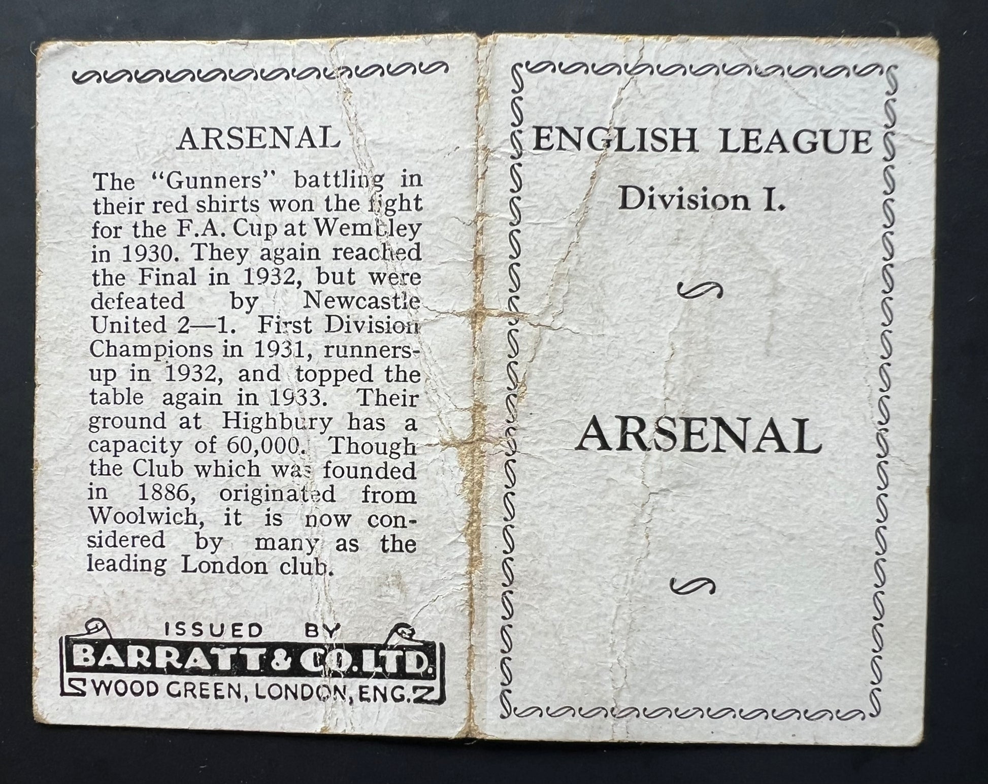 C Bastin Football Card Arsenal Barratt Team Folder