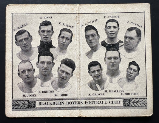 1933 | Blackburn Rovers FC (2) | Barratt & Co | English Teams Div 1 | Football / Soccer Team Folder Card