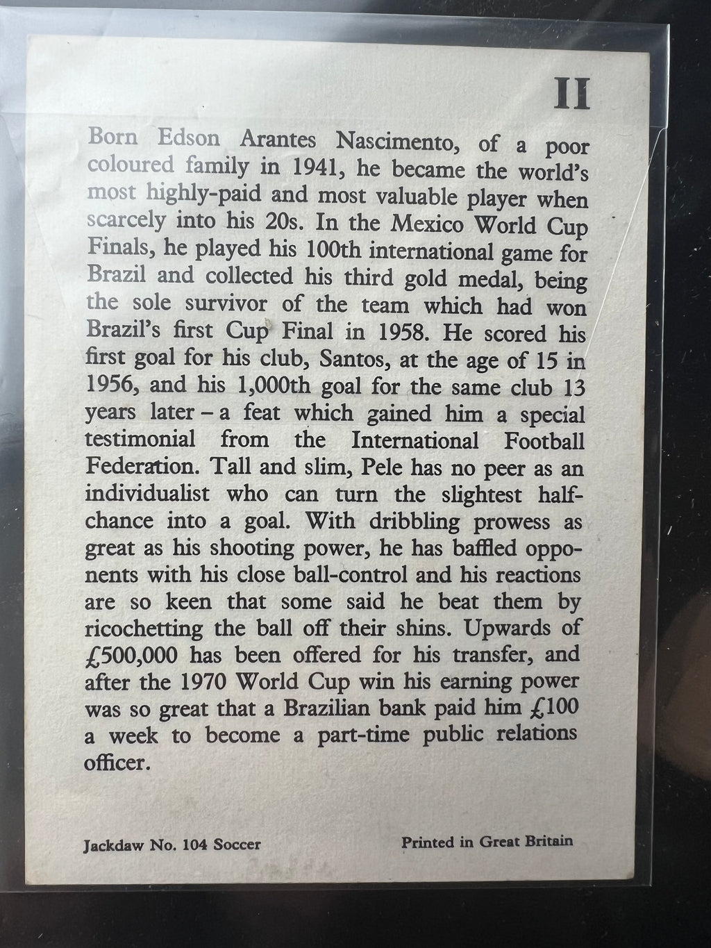 1971 | PELE | JACKDAW SOCCER | NO. 104 #2 | VG