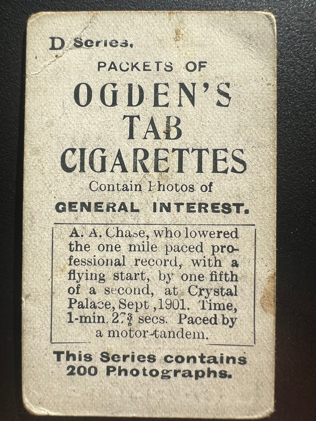1902 | A. A. Chase | Cyclist | Ogden’s Tabs General Interest