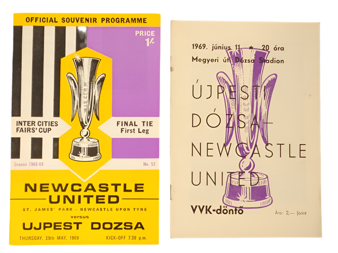 1969 Newcastle Fairs Cup Programme Away and Home