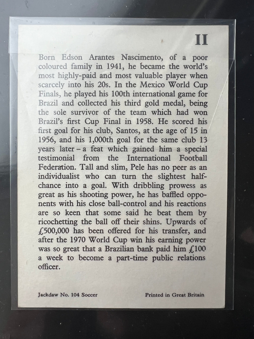 1971 | PELE | JACKDAW SOCCER | NO. 104 #2 | EXC