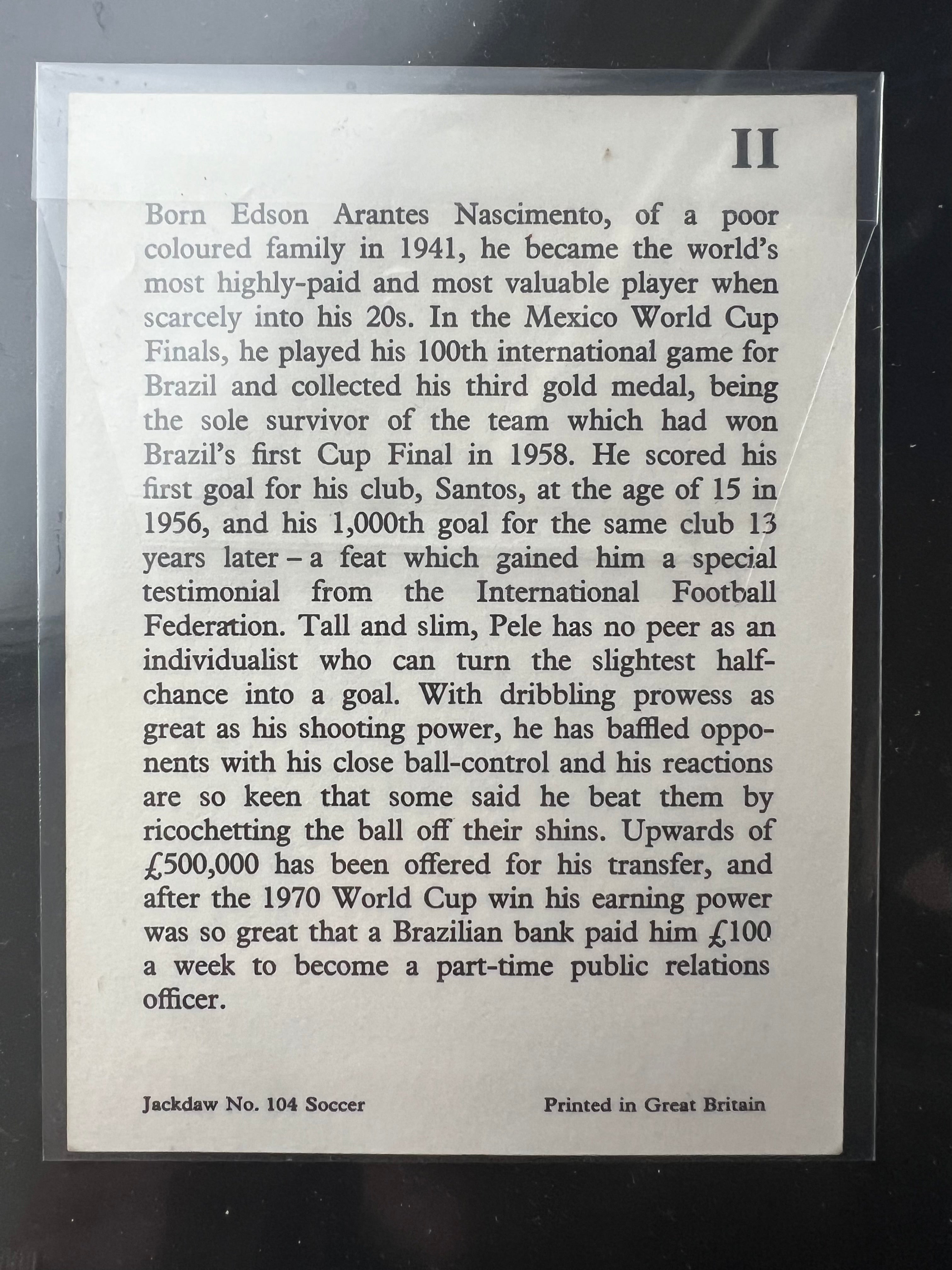 1971 | PELE | JACKDAW SOCCER | NO. 104 #2 | EXC