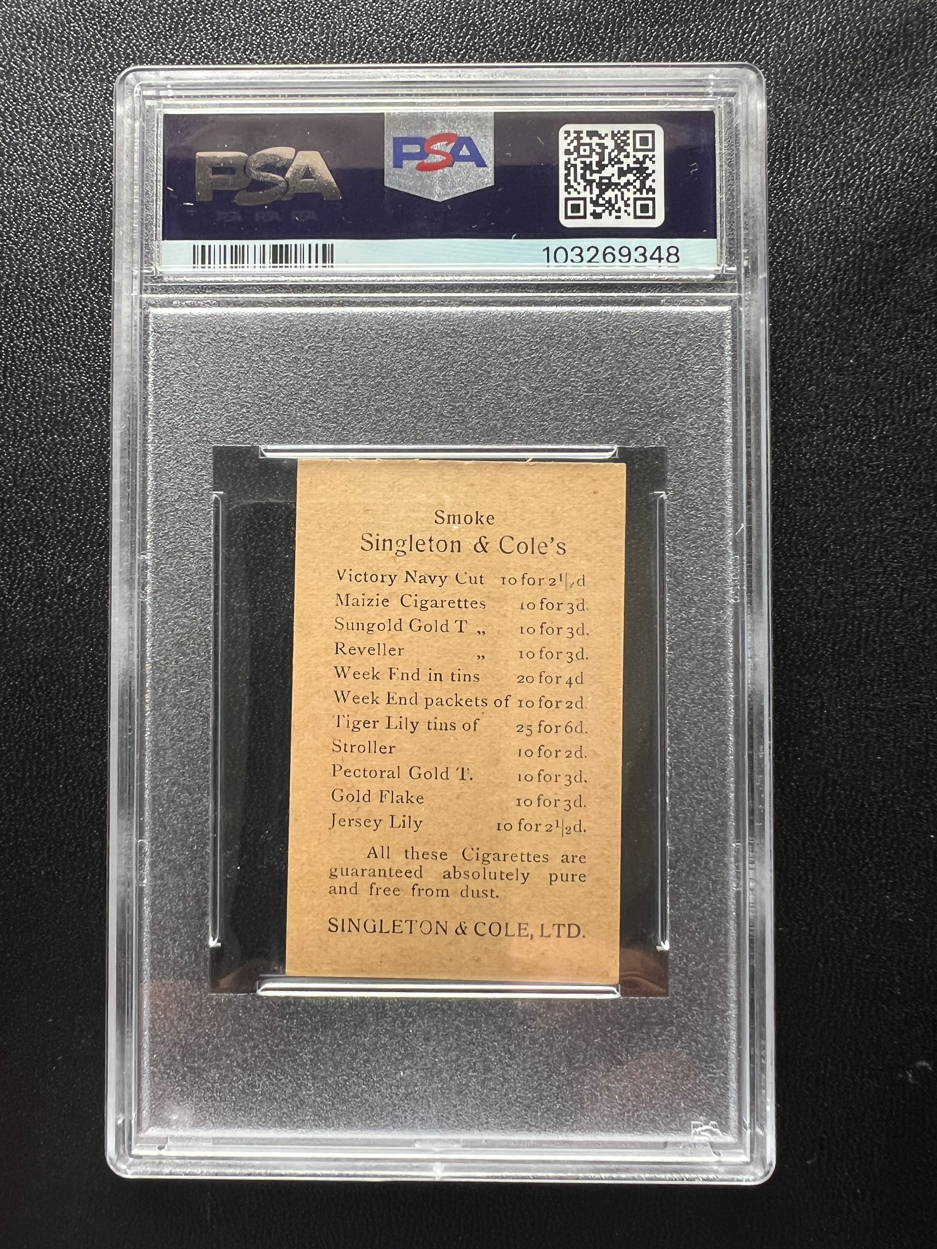 1905 | SINGLETON & COLE FOOTBALLERS | D . DAVIES #34 | PSA 5 POP 1 of 1 none higher