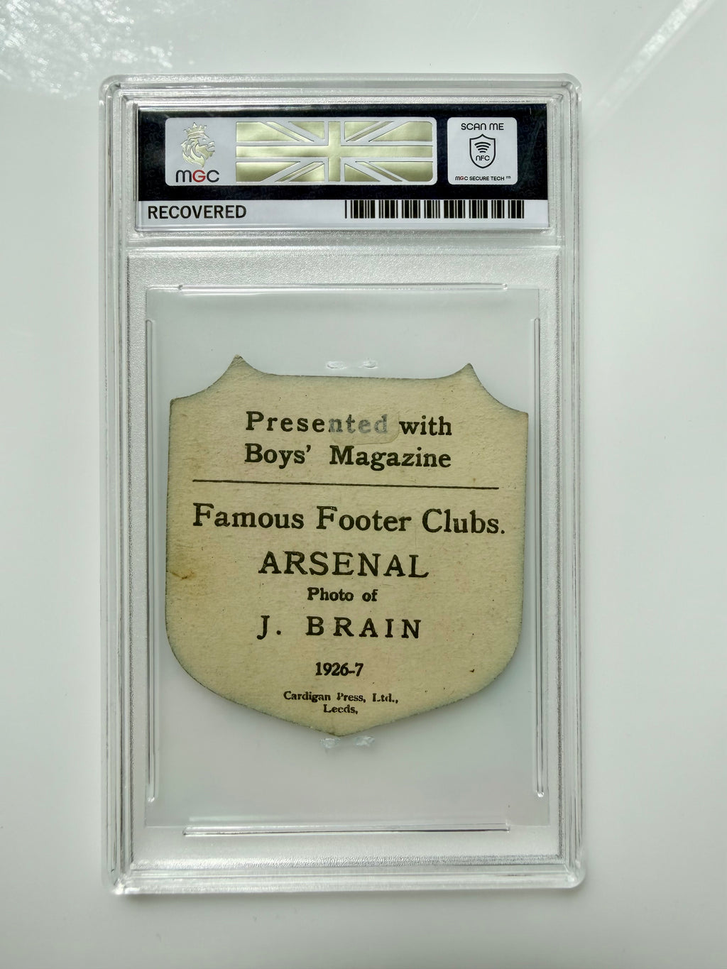 1926 - 1927  | J Brain | Arsenal | Boys' Magazine | Famous Footer Clubs | Baines style football trade card