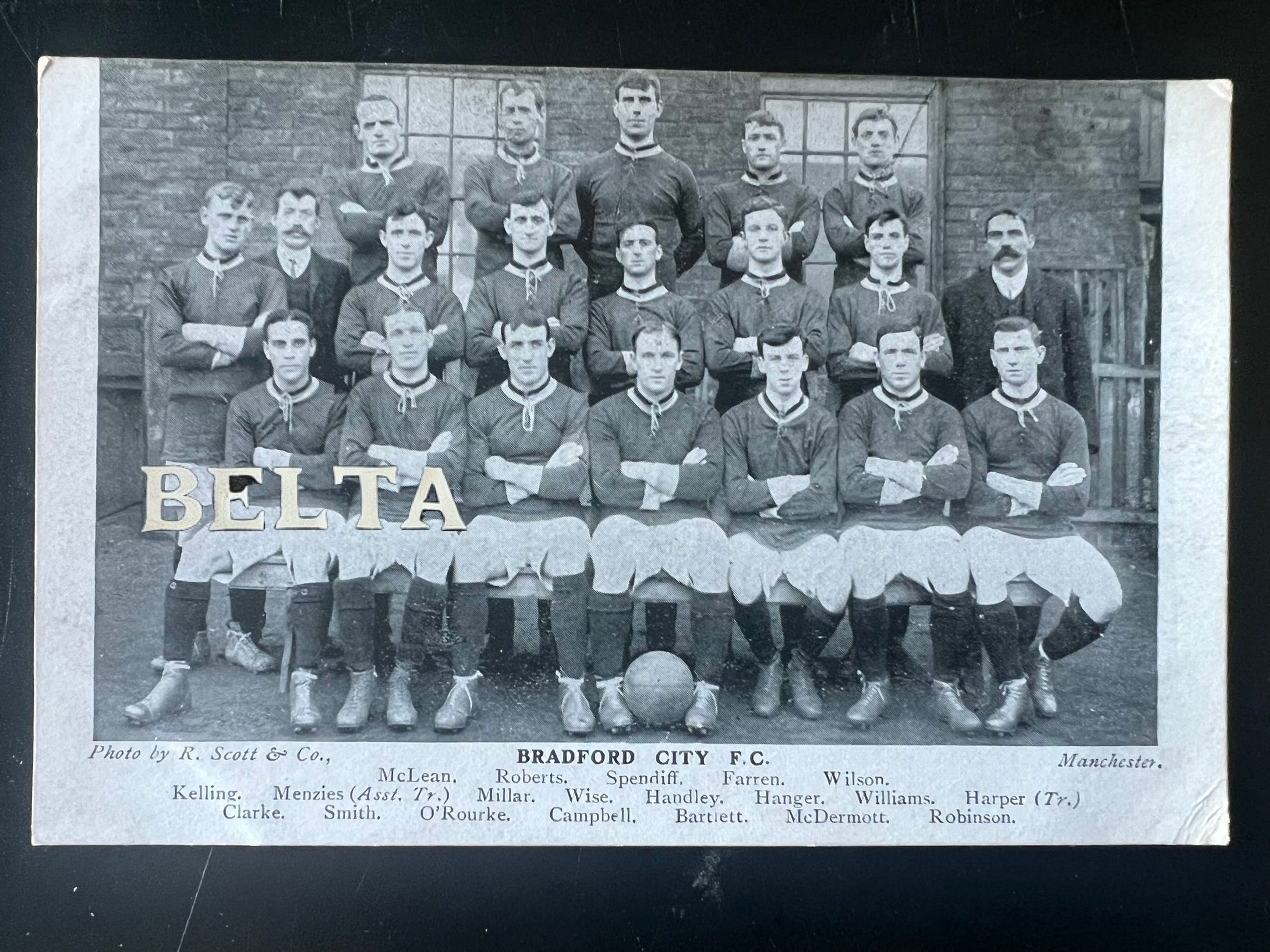 1906 | Bradford City F.C. |Vintage Team Postcard | Willie Clarke earliest card | Rookie Card