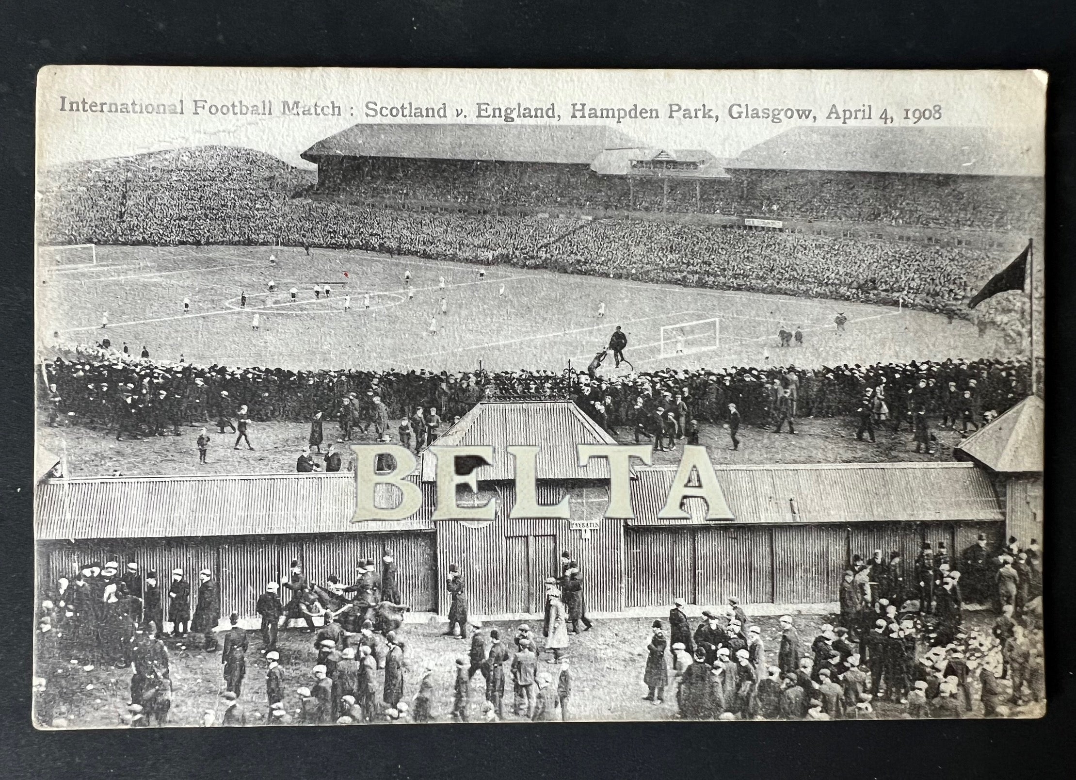 1908 | Scotland v England Football Soccer Original Postcard | Hampden Park | Valenties Series