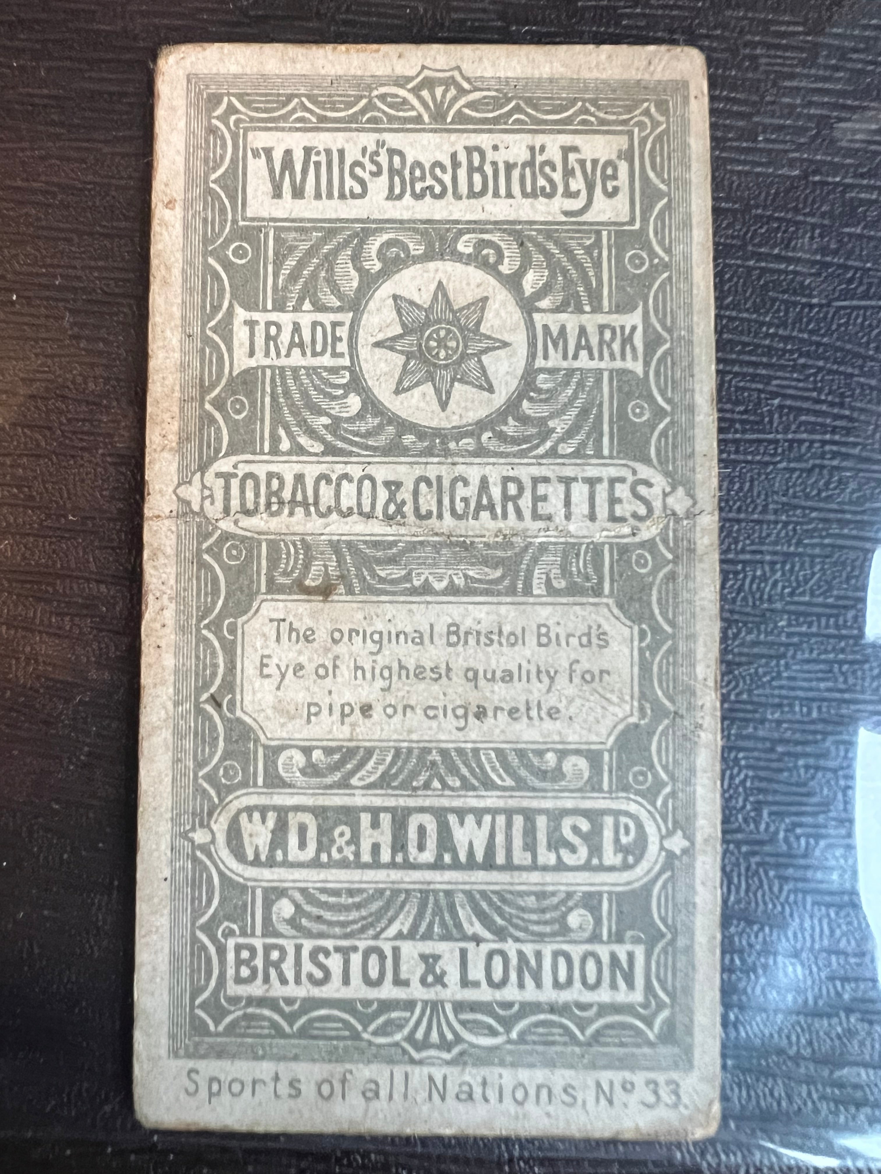 1900 | W.D. & H.O. WILLS | SPORTS OF ALL NATIONS | AMERICA | BASEBALL #33