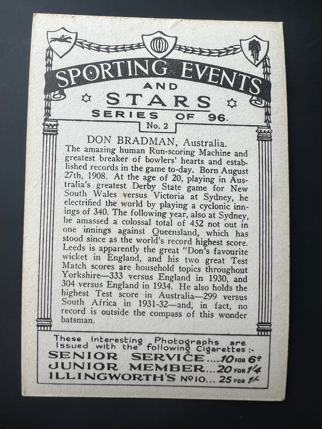 1935 | Don Bradman | J A Pattreiouex Sporting Events & Stars