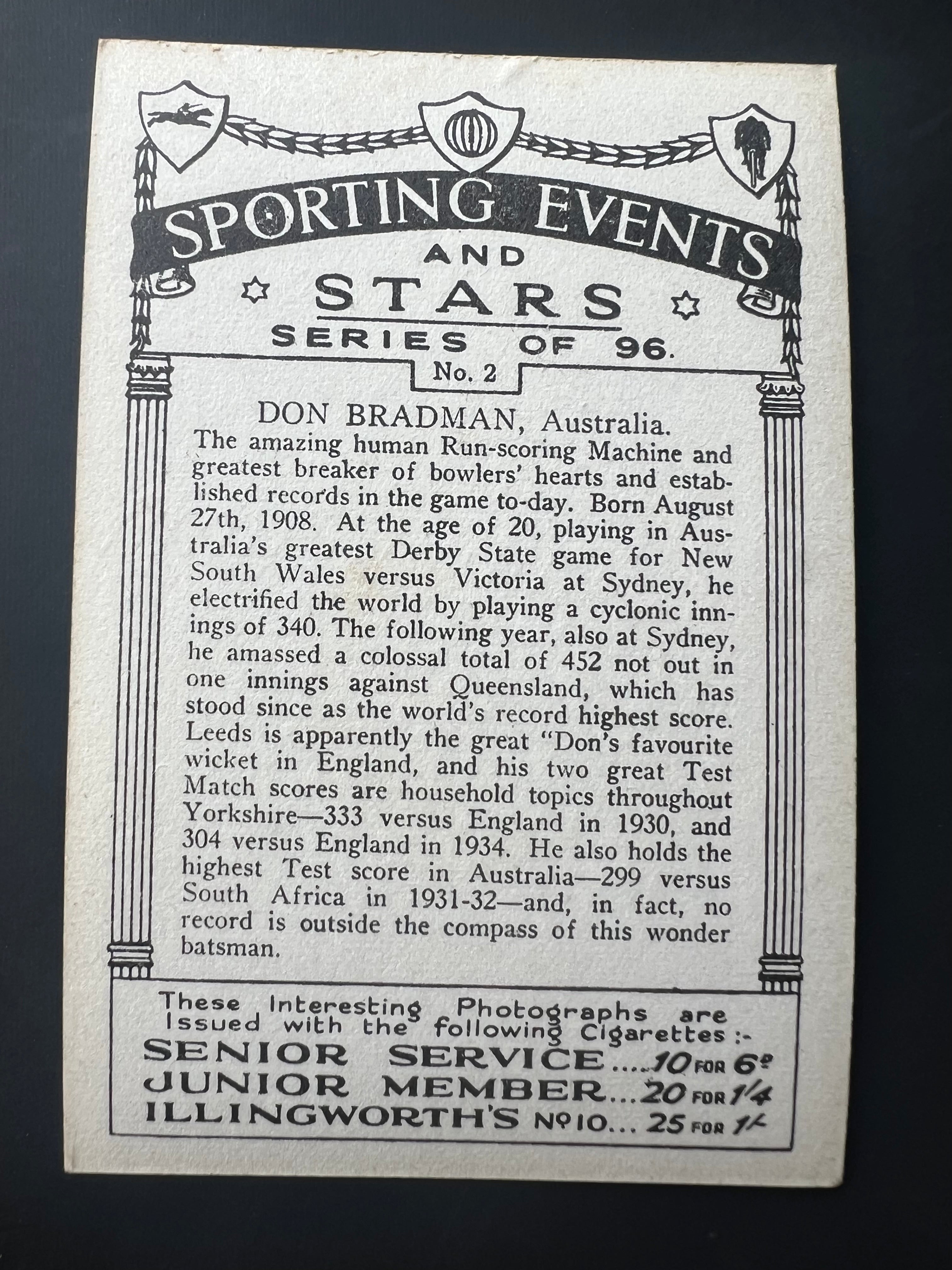 1935 | Don Bradman | J A Pattreiouex Sporting Events & Stars