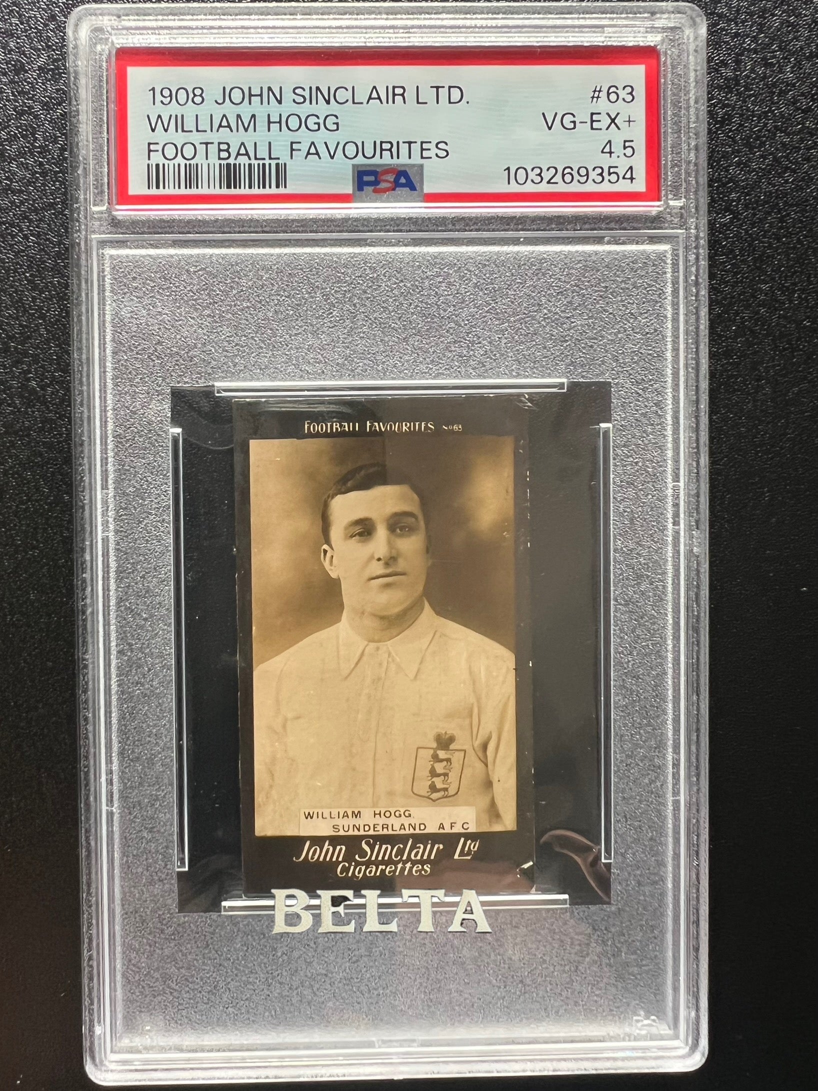 1908 | William Hogg | Sunderland AFC, Rangers & England | John Sinclair Cigarettes Ltd | Football Favourites #63 | PSA 4.5 POP 1 Highest grade