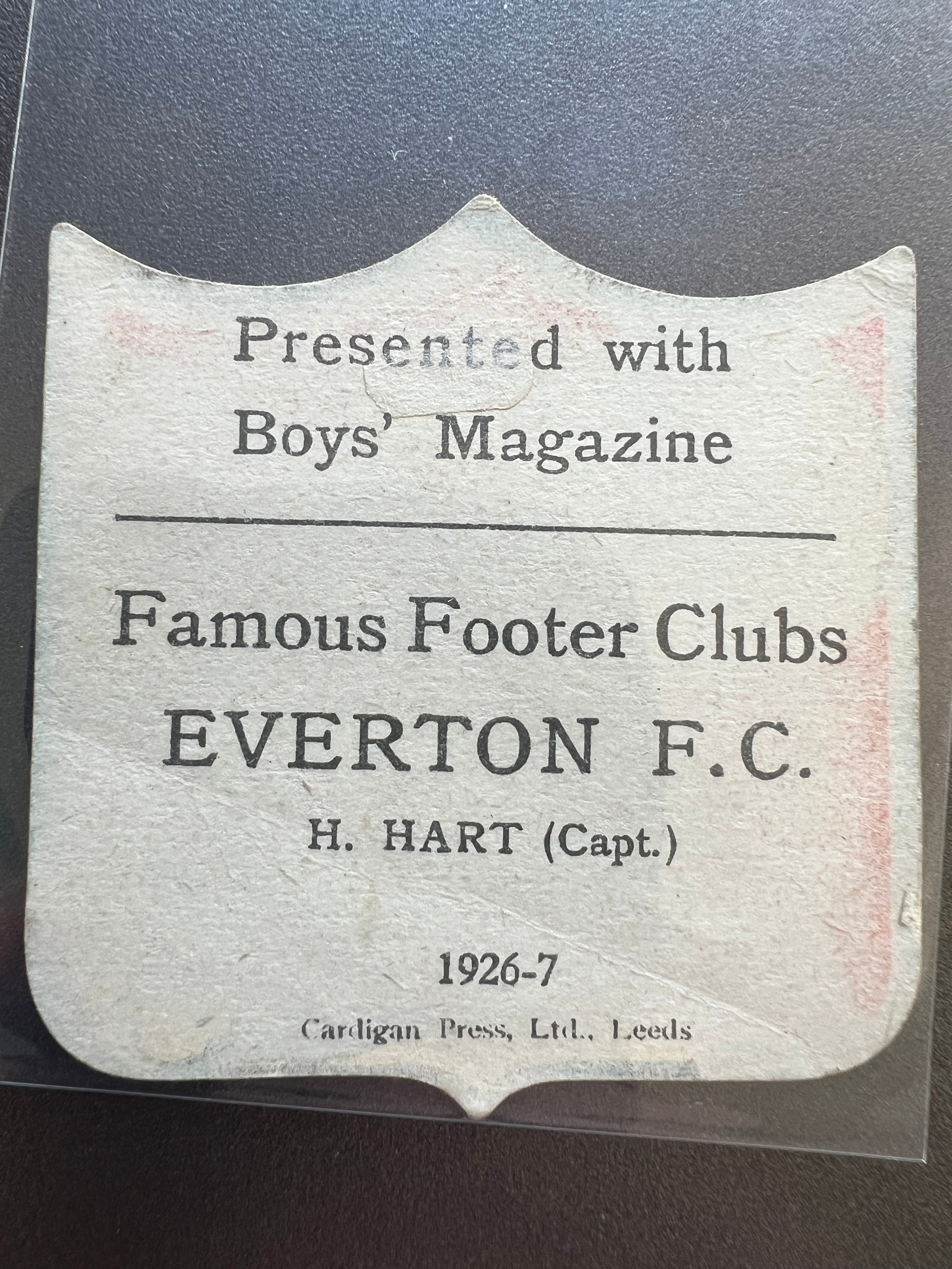 1926 - 1927  | H Hart | Everton FC | Boys' Magazine
| Famous Footer Clubs | Baines style football trade card