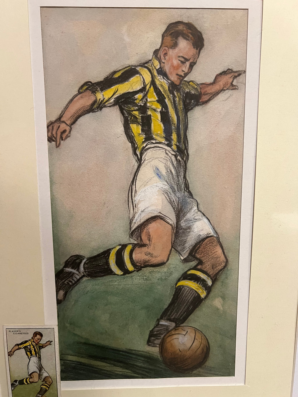 1934 | Original Card 1/1 Artwork | Players Cigarettes | Hints On Football | #34 Shooting On The Run