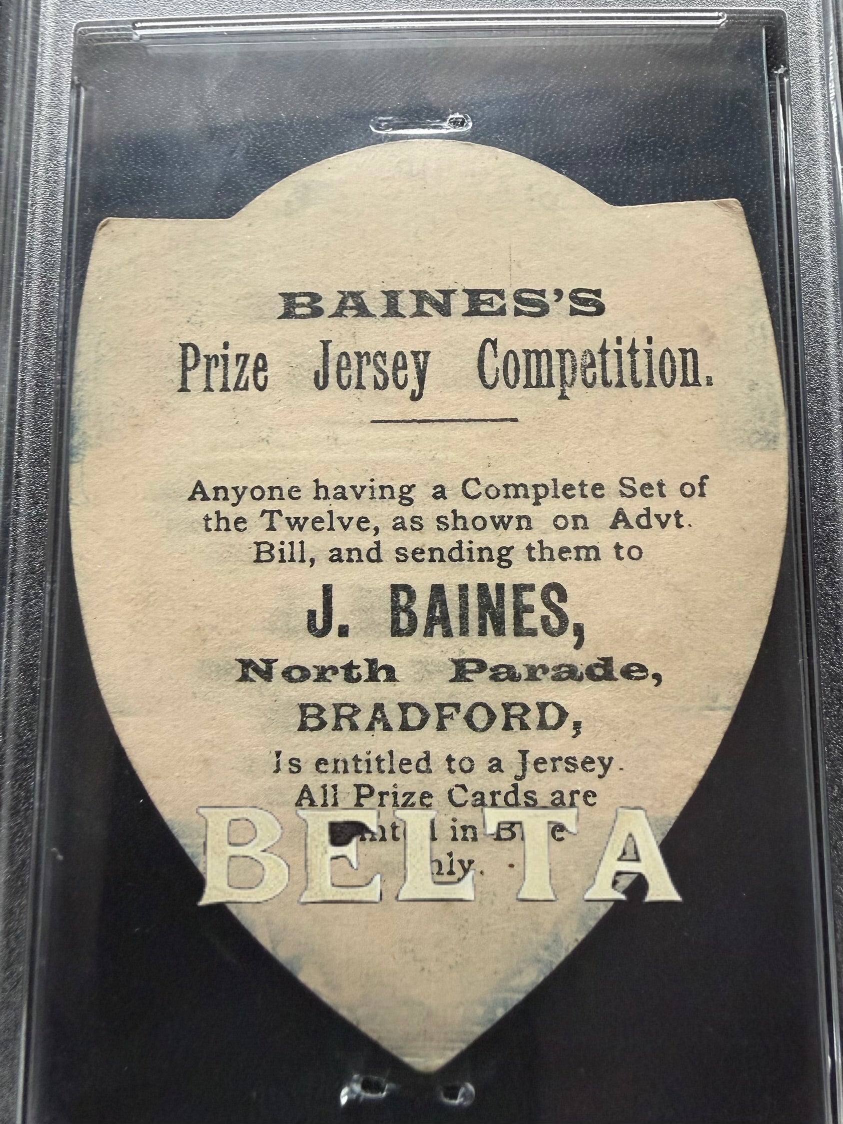 1895 | J Baines | “Prize Jersey” Rugby Shield Card | E.W. “Little Billie” Taylor | Rockcliff - Rockcliffe RFC