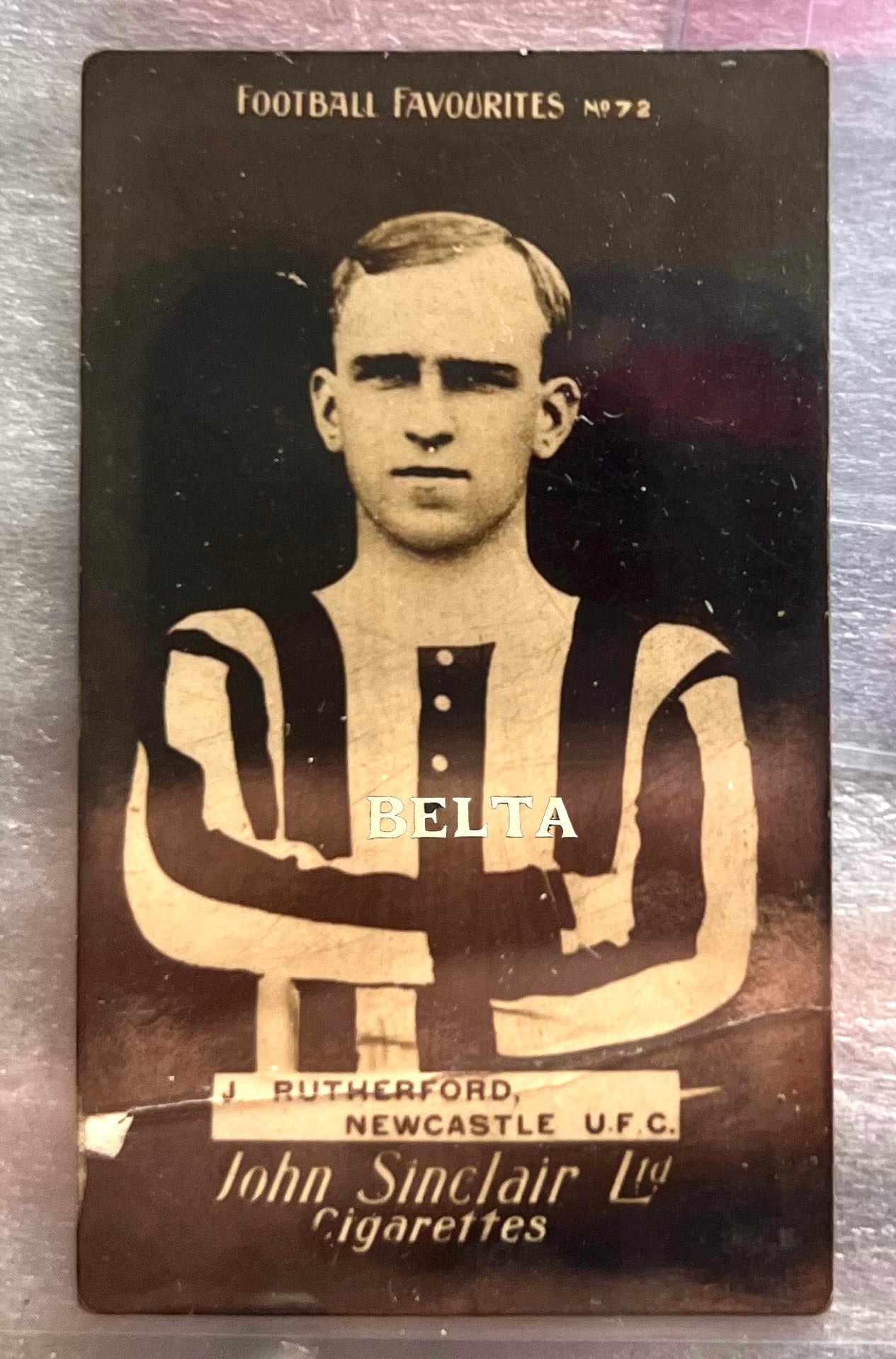 1908 | J Rutherford | Newcastle United FC | John Sinclair Football Favourites | Cigarette Card