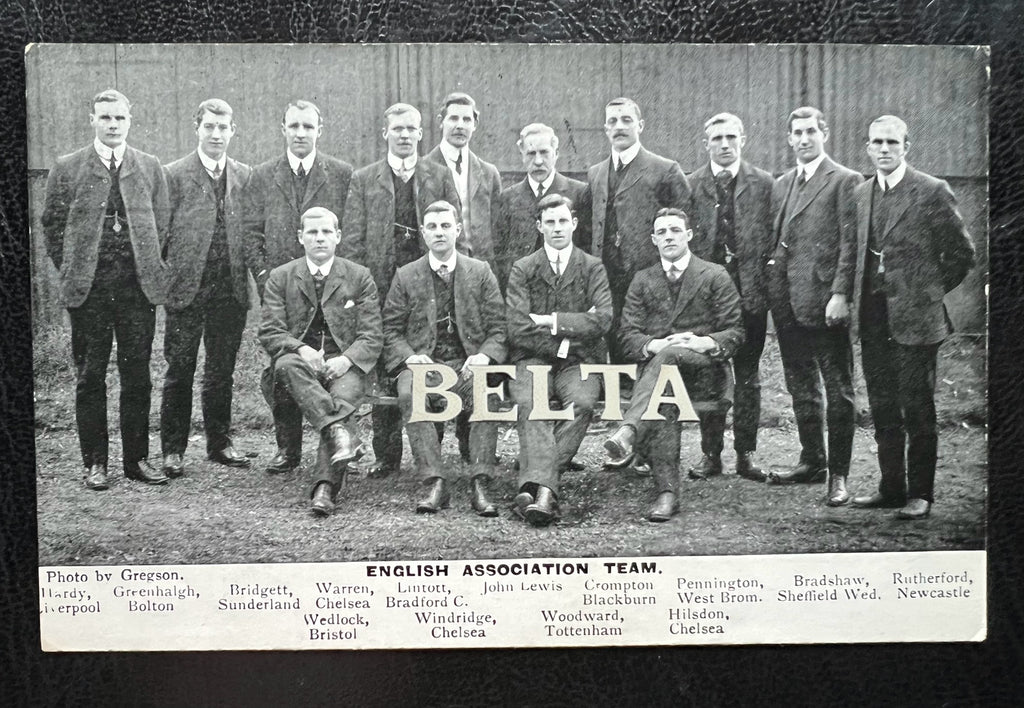 1908 | England Football Soccer Team | Jock Rutherford Vivian Woodward | Original Photo Postcard