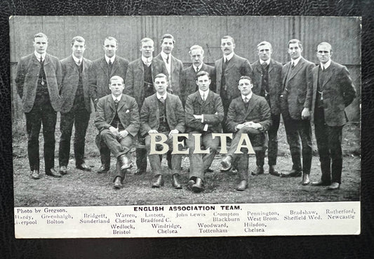 1908 | England Football Soccer Team | Jock Rutherford Vivian Woodward | Original Photo Postcard