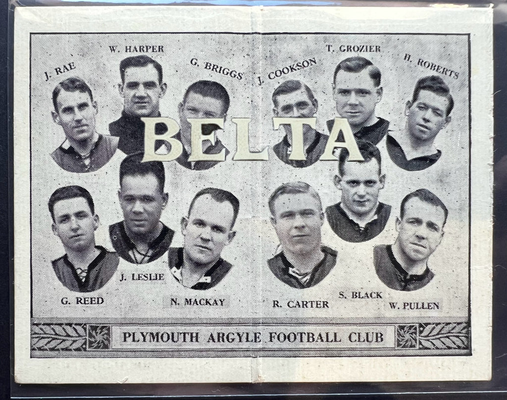 1933 | Jack Leslie | Plymouth Argyle | Barratt & Co | English Teams Div 2 - Football / Soccer Team Folder Card PSA 3.5 | POP 2