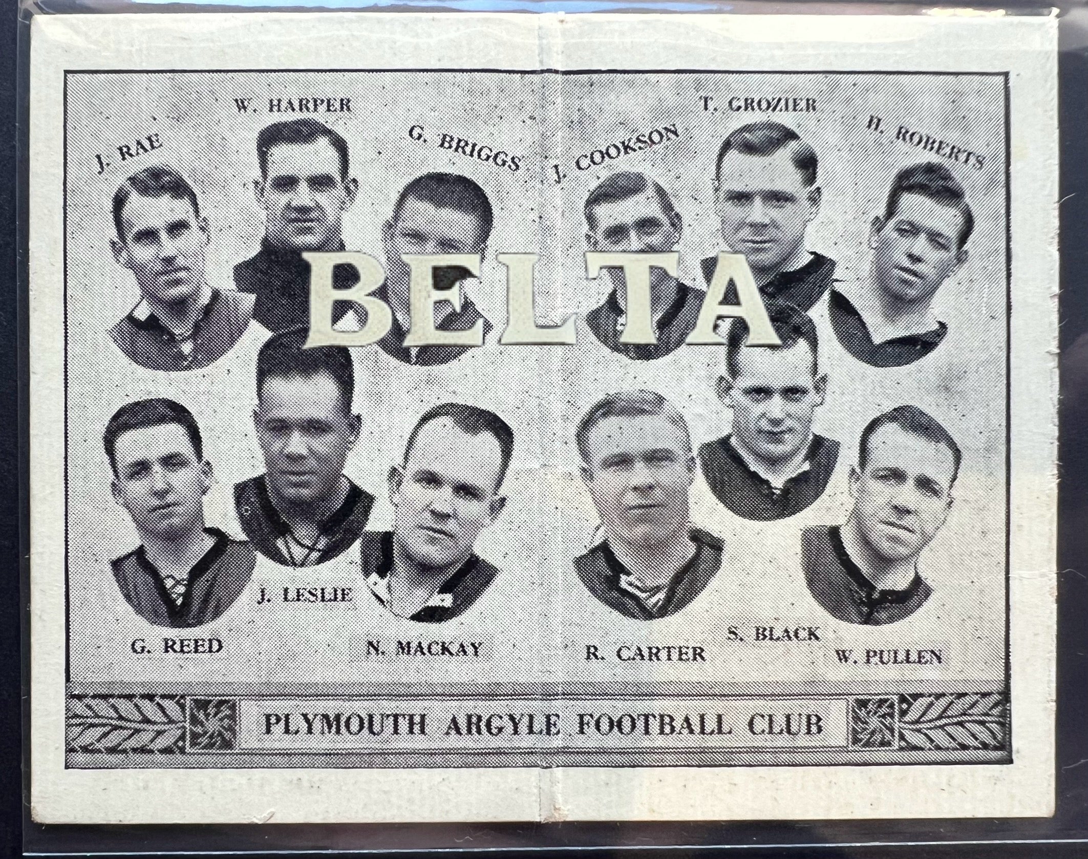 1933 | Jack Leslie | Plymouth Argyle | Barratt & Co | English Teams Div 2 - Football / Soccer Team Folder Card PSA 3.5 | POP 2