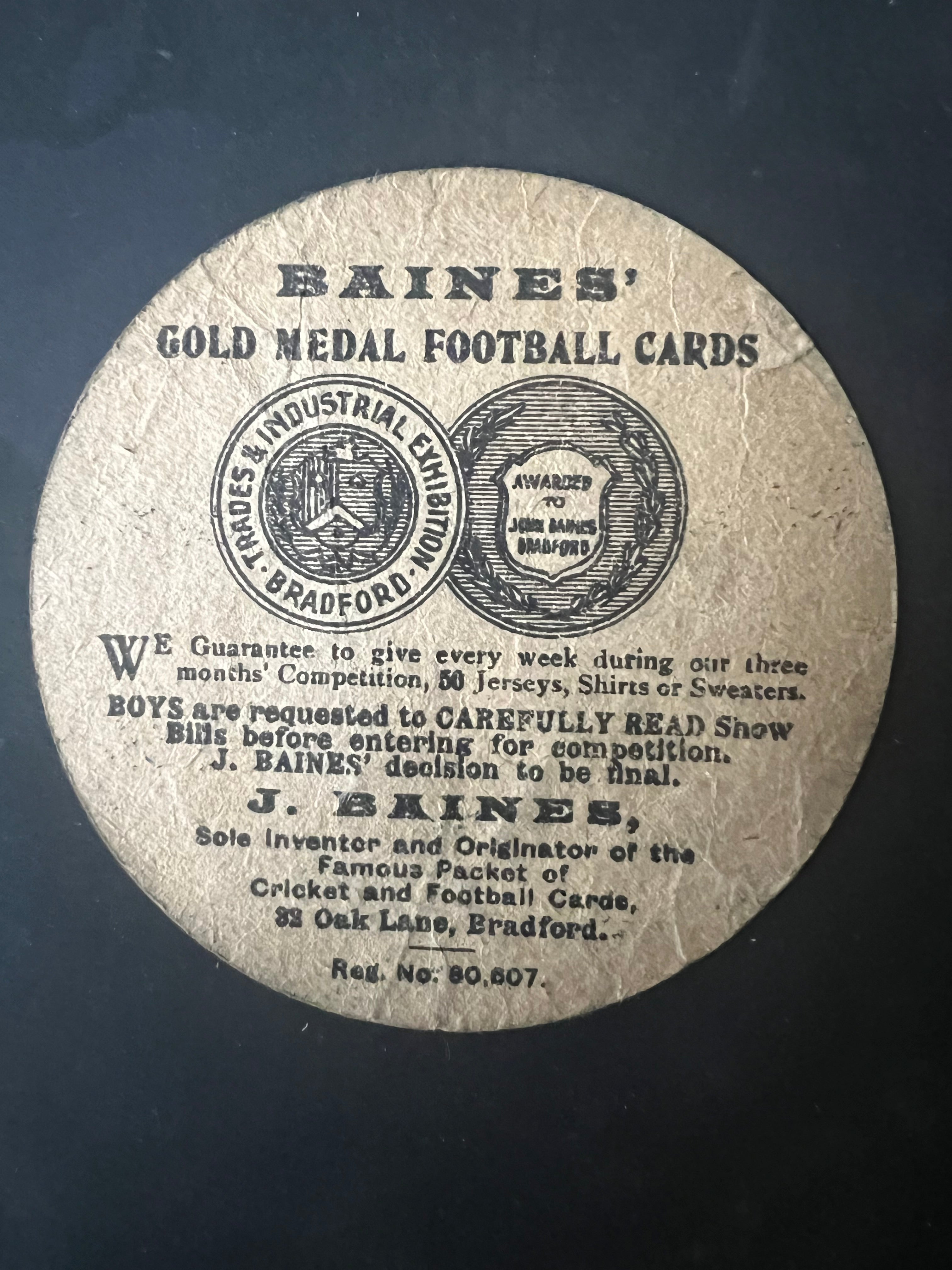 1910 | J Baines Card | Football | Brighton & Hove Albion | Well Dribbled Blue