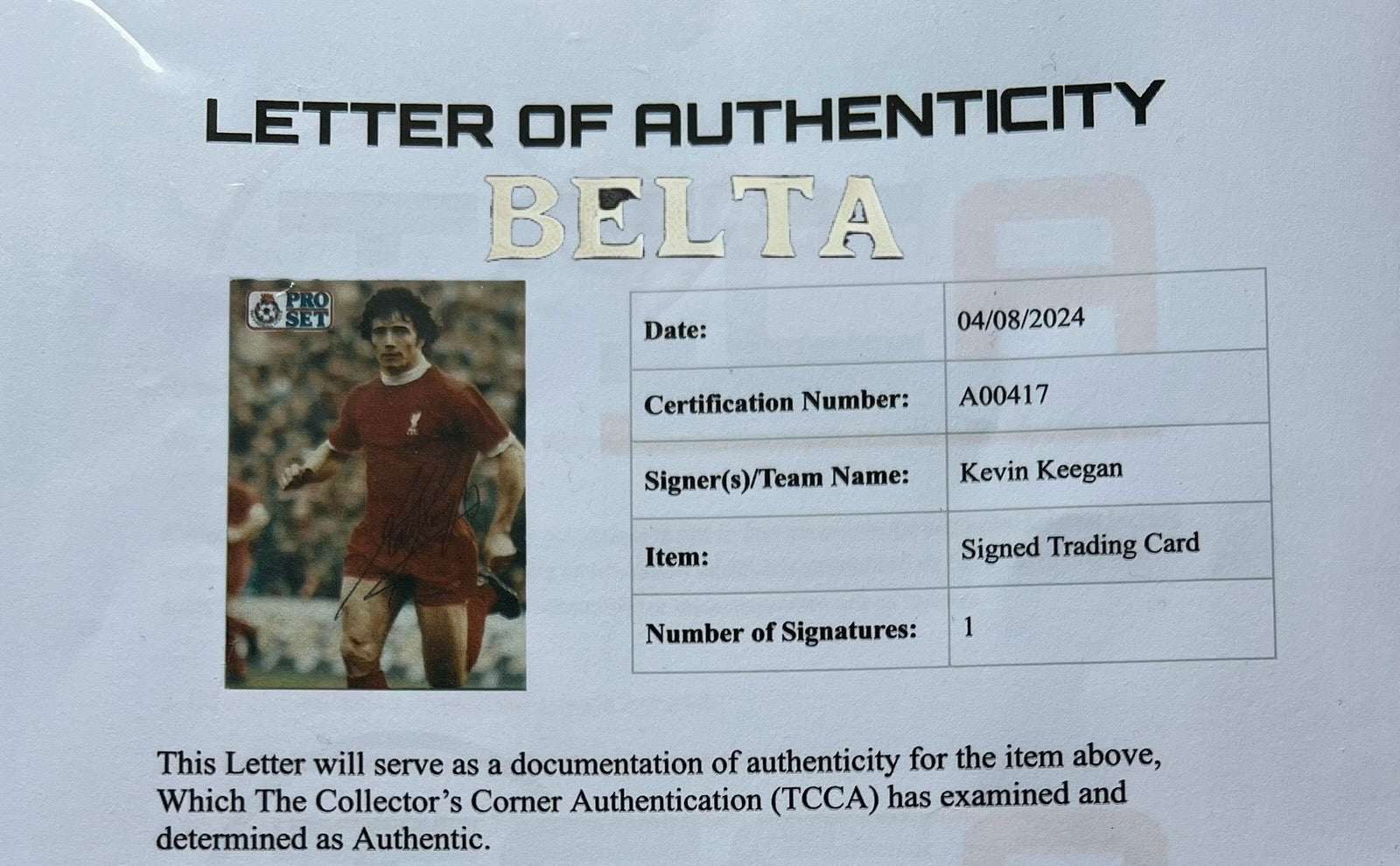 Kevin Keegan auto autograph Liverpool FC authentic 