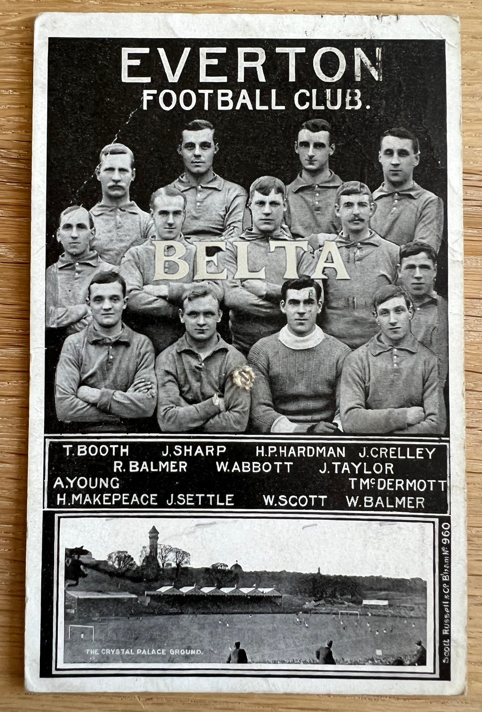 1906 Everton FC Picture Postcard Sharp, Makepeace, Young