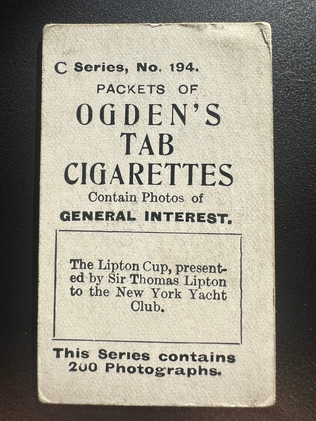 1902 | The Lipton Cup | Ogden’s General Interest | C Series
