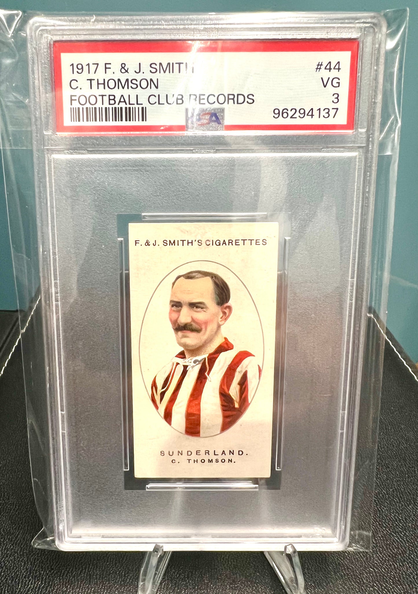 1917 | Charles Thompson | Sunderland AFC & Hearts | F & J Smith Cigarettes | Football Club Records | PSA 3 Highest Graded Card | Pop 1