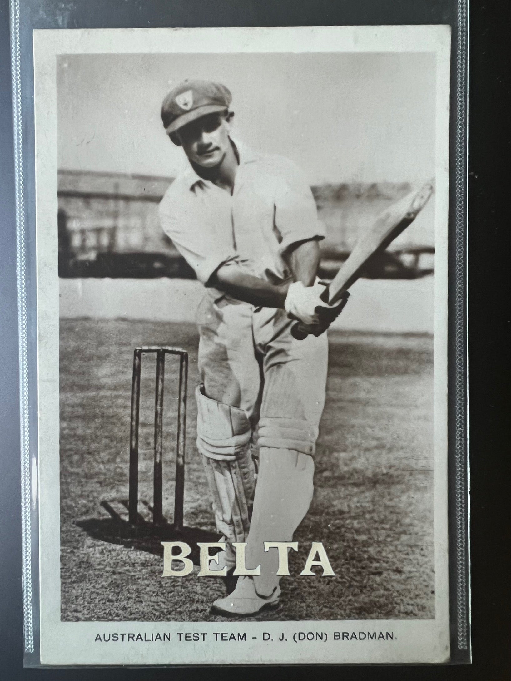 1930 | Don Bradman | Real Photo ‘Australian Test Team
Don Bradman’ | Unused Cricket Postcard