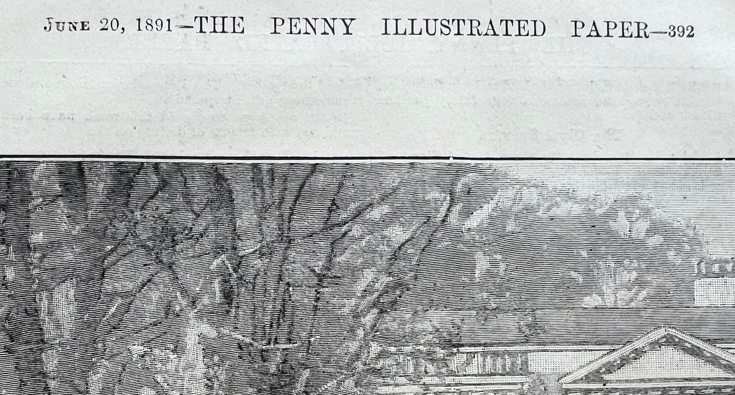 1891 | THE
LADY CRICKETERS: A FAIR BATSWOMAN - GRACE PERSONIFIED | Original Paper Print