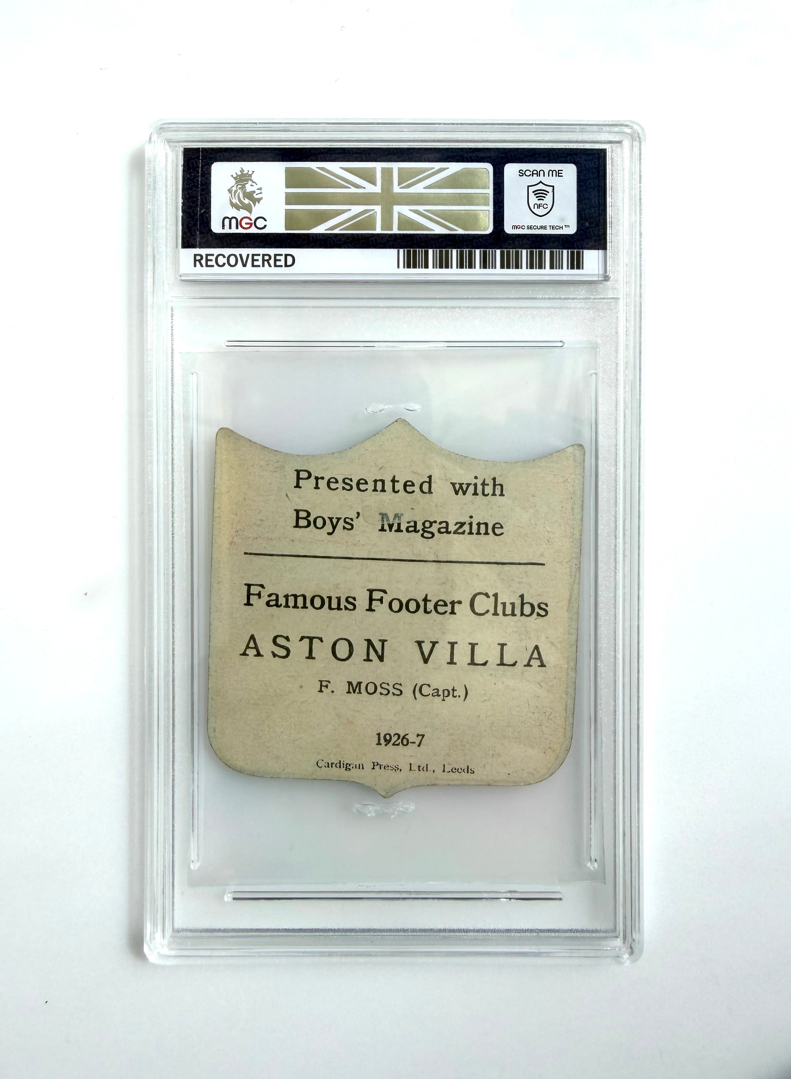1926 - 1927  | F Moss | Aston Villa FC | Boys' Magazine
| Famous Footer Clubs | Baines style football trade card | Graded MGC 2
