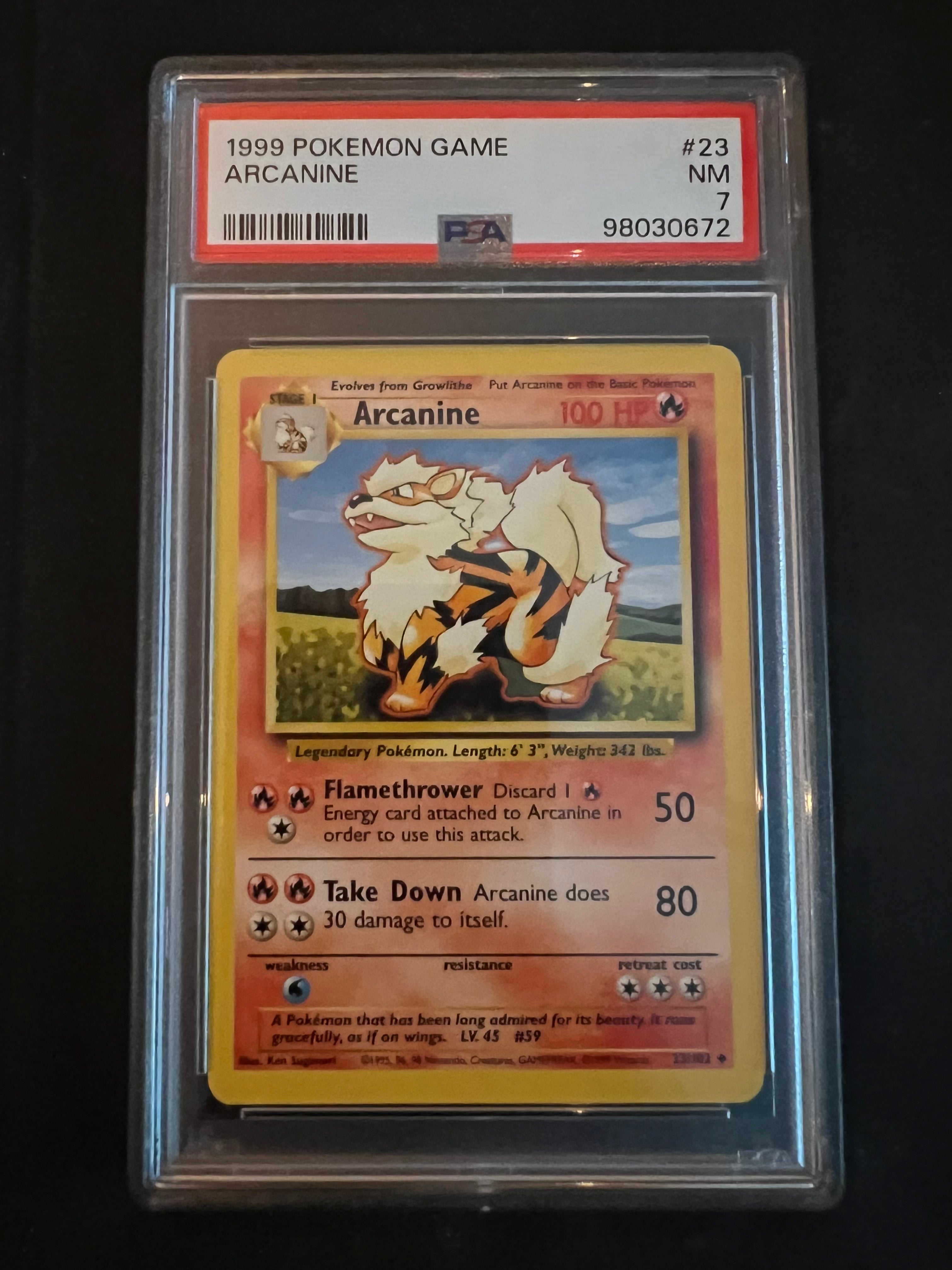 1999 | BASE SET | POKEMON GAME | ARCANINE 23 | PSA 7
